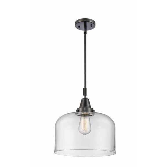 447-1S-BK-G72-L Innovations Lighting Bell - 1 Light Stem Hung Mini Pendant In Industrial Style-14.13 Inches Tall and 12 Inches Wide-Matte Black