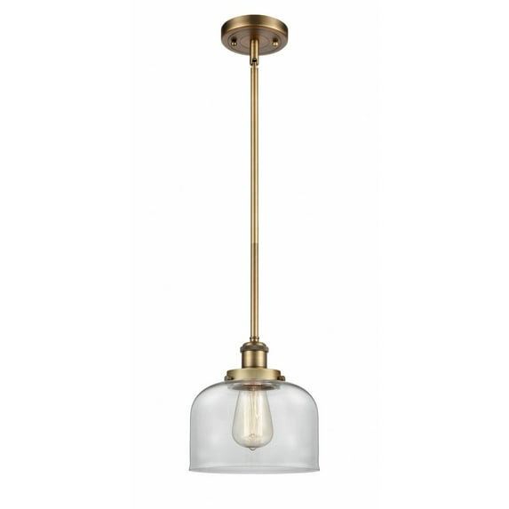 916-1S-BB-G72 Innovations Lighting Bell - 1 Light Stem Hung Mini Pendant In Industrial Style-10 Inches Tall and 8 Inches Wide-Brushed Brass