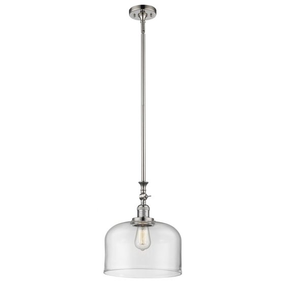 206-PN-G72-L Innovations Lighting Bell - 1 Light Stem Hung Mini Pendant In Industrial Style-15 Inches Tall and 12 Inches Wide-Polished Nickel