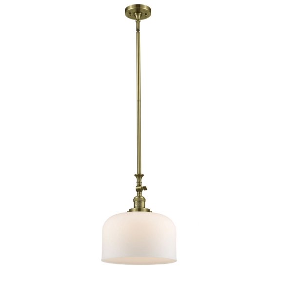 206-AB-G71-L Innovations Lighting Bell - 1 Light Stem Hung Mini Pendant In Industrial Style-15 Inches Tall and 12 Inches Wide-Antique Brass