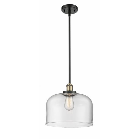 916-1S-BAB-G72-L Innovations Lighting Bell - 1 Light Stem Hung Mini Pendant In Industrial Style-10 Inches Tall and 12 Inches Wide-Black Antique Brass