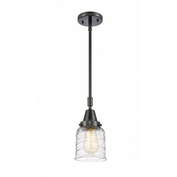 447-1S-BK-G513 Innovations Lighting Bell - 1 Light Stem Hung Mini Pendant In Industrial Style-11.13 Inches Tall and 5 Inches Wide-Matte Black