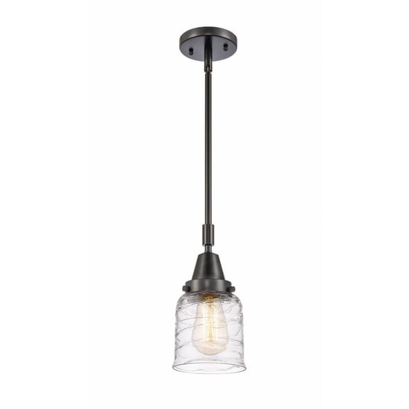 447-1S-BK-G513 Innovations Lighting Bell - 1 Light Stem Hung Mini Pendant In Industrial Style-11.13 Inches Tall and 5 Inches Wide-Matte Black