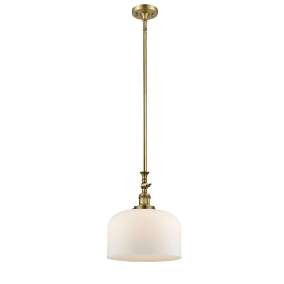 206-BB-G71-L Innovations Lighting Bell - 1 Light Stem Hung Mini Pendant In Industrial Style-15 Inches Tall and 12 Inches Wide-Brushed Brass