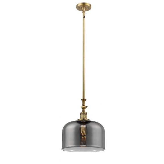206-BB-G73-L-Innovations Lighting-Bell - 1 Light Stem Hung Mini Pendant In Industrial Style-15 Inches Tall and 12 Inches Wide-Brushed Brass