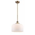 thumbnail image 1 of 916-1S-BB-G71-L Innovations Lighting Bell - 1 Light Stem Hung Mini Pendant In Industrial Style-10 Inches Tall and 12 Inches Wide-Brushed Brass, 1 of 1