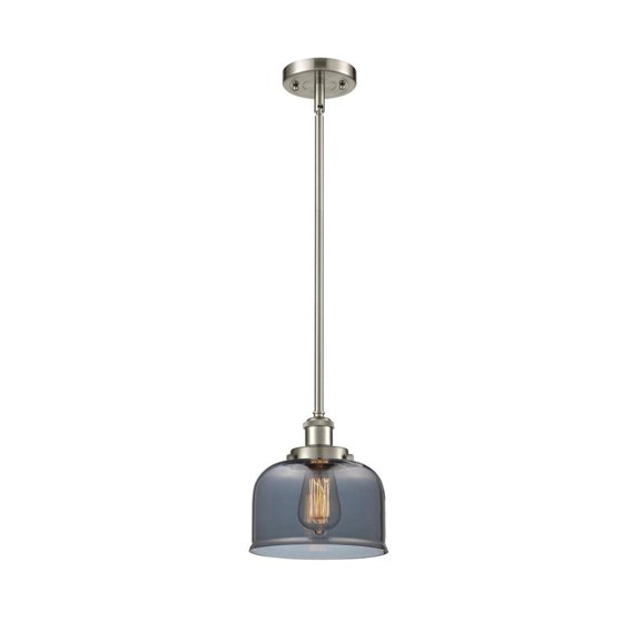 916-1S-SN-G73 Innovations Lighting Bell - 1 Light Stem Hung Mini Pendant In Industrial Style-10 Inches Tall and 8 Inches Wide-Brushed Satin Nickel