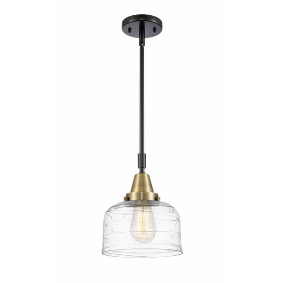 447-1S-BAB-G713 Innovations Lighting Bell - 1 Light Stem Hung Mini Pendant In Industrial Style-11.13 Inches Tall and 8 Inches Wide-Black Antique Brass
