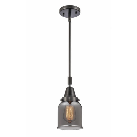 447-1S-BK-G53 Innovations Lighting Bell - 1 Light Stem Hung Mini Pendant In Industrial Style-11.13 Inches Tall and 5 Inches Wide-Matte Black