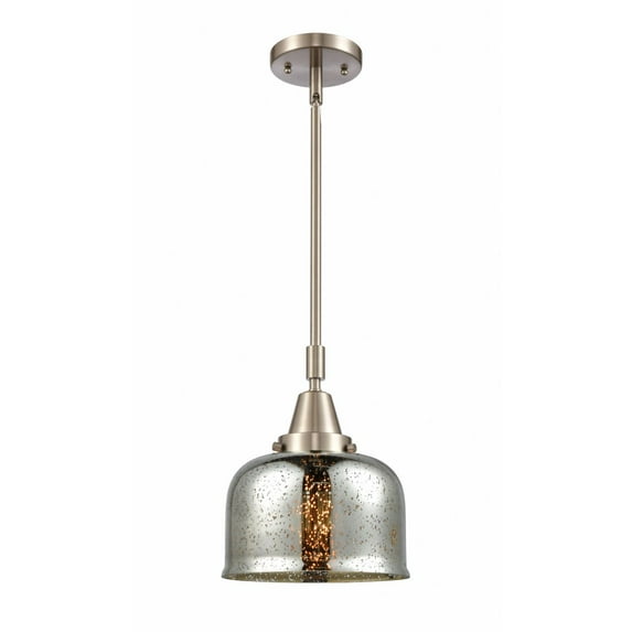 447-1S-SN-G78 Innovations Lighting Bell - 1 Light Stem Hung Mini Pendant In Industrial Style-11.13 Inches Tall and 8 Inches Wide-Brushed Satin Nickel