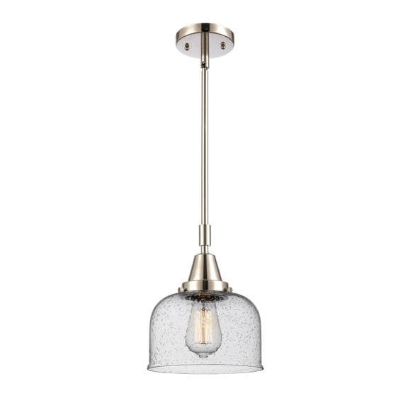 447-1S-PN-G74 Innovations Lighting Bell - 1 Light Stem Hung Mini Pendant In Industrial Style-11.13 Inches Tall and 8 Inches Wide-Polished Nickel