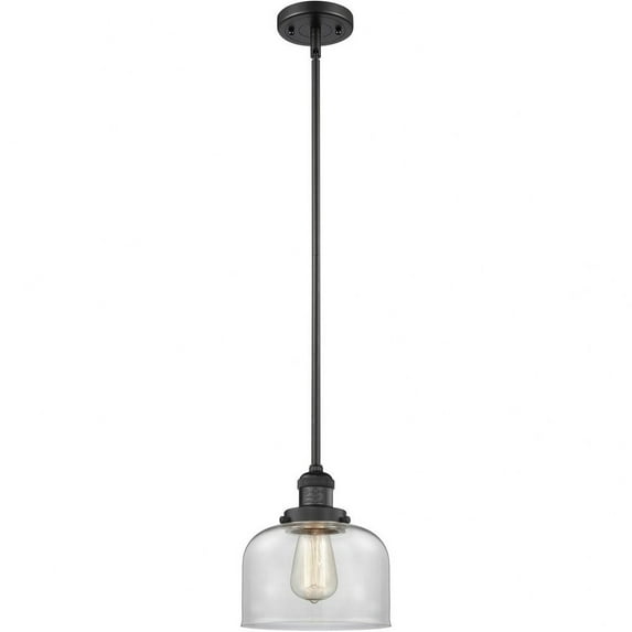 Innovations Lighting Franklin Restoration Bell - 1 Light 8" Stem Hung Mini Pendant Clear/Matte Black