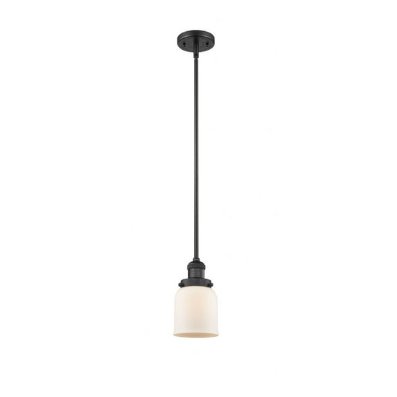 201S-BK-G51 Innovations Lighting Bell - 1 Light Stem Hung Mini Pendant In Industrial Style-10 Inches Tall and 5 Inches Wide-Matte Black Finish-Matte