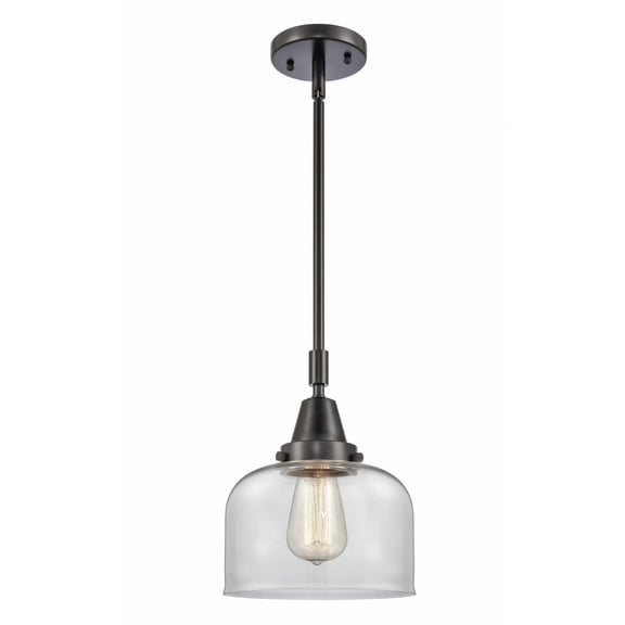 447-1S-BK-G72 Innovations Lighting Bell - 1 Light Stem Hung Mini Pendant In Industrial Style-11.13 Inches Tall and 8 Inches Wide-Matte Black
