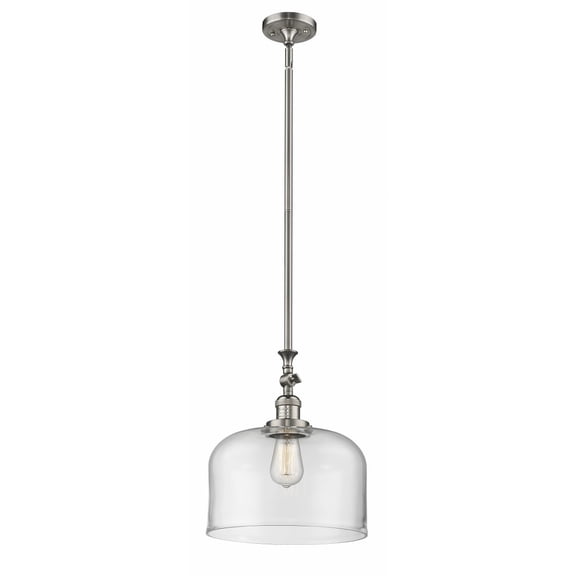206-SN-G72-L Innovations Lighting Bell - 1 Light Stem Hung Mini Pendant In Industrial Style-15 Inches Tall and 12 Inches Wide-Brushed Satin Nickel