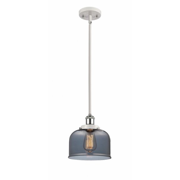 916-1S-WPC-G73 Innovations Lighting Bell - 1 Light Stem Hung Mini Pendant In Industrial Style-10 Inches Tall and 8 Inches Wide-White/Polished Chrome