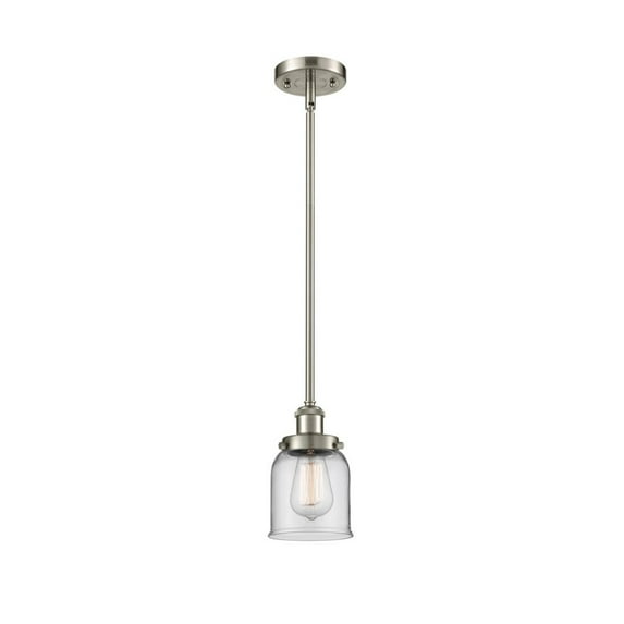 916-1S-SN-G52 Innovations Lighting Bell - 1 Light Stem Hung Mini Pendant In Industrial Style-10 Inches Tall and 5 Inches Wide-Brushed Satin Nickel