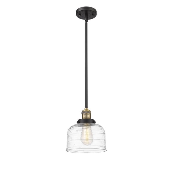 201S-BAB-G713 Innovations Lighting Bell - 1 Light Stem Hung Mini Pendant In Industrial Style-10 Inches Tall and 8 Inches Wide-Black Antique Brass