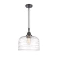 thumbnail image 1 of 447-1S-BK-G713-L Innovations Lighting Bell - 1 Light Stem Hung Mini Pendant In Industrial Style-14.13 Inches Tall and 12 Inches Wide-Matte Black, 1 of 1