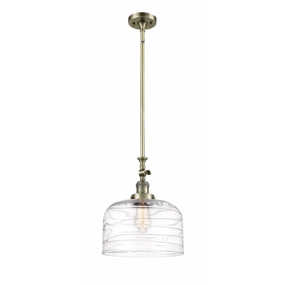 206-AB-G713-L Innovations Lighting Bell - 1 Light Stem Hung Mini Pendant In Industrial Style-15 Inches Tall and 12 Inches Wide-Antique Brass