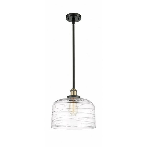 916-1S-BAB-G713-L-Innovations Lighting-Bell - 1 Light Stem Hung Mini Pendant In Industrial Style-10 Inches Tall and 12 Inches Wide-Black Antique Brass