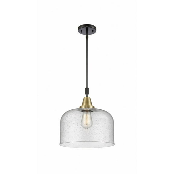 447-1S-BAB-G74-L Innovations Lighting Bell - 1 Light Stem Hung Mini Pendant In Industrial Style-14.13 Inches Tall and 12 Inches Wide-Black Antique