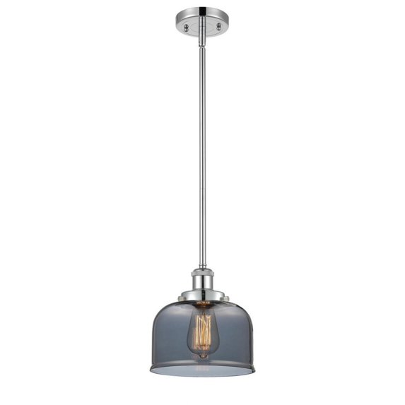 916-1S-PC-G73 Innovations Lighting Bell - 1 Light Stem Hung Mini Pendant In Industrial Style-10 Inches Tall and 8 Inches Wide-Polished Chrome