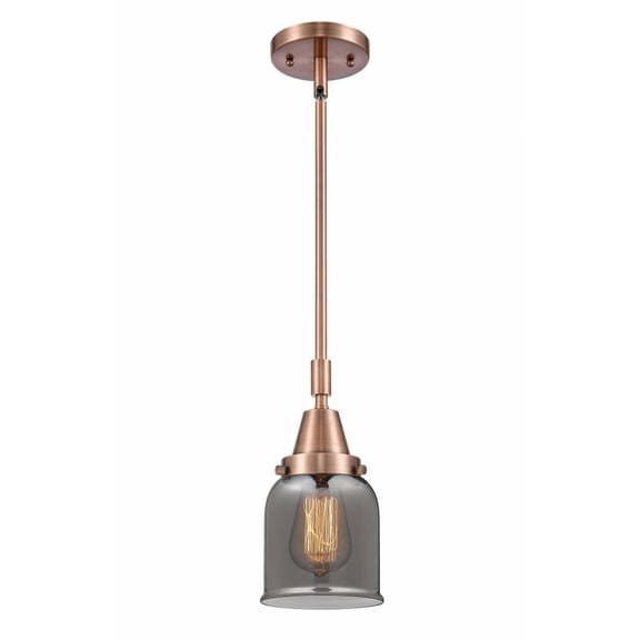 447-1S-AC-G53-Innovations Lighting-Bell - 1 Light Stem Hung Mini Pendant In Industrial Style-11.13 Inches Tall and 5 Inches Wide-Antique Copper