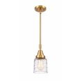 thumbnail image 1 of 447-1S-SG-G513 Innovations Lighting Bell - 1 Light Stem Hung Mini Pendant In Industrial Style-11.13 Inches Tall and 5 Inches Wide-Satin Gold, 1 of 1