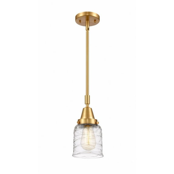 447-1S-SG-G513 Innovations Lighting Bell - 1 Light Stem Hung Mini Pendant In Industrial Style-11.13 Inches Tall and 5 Inches Wide-Satin Gold