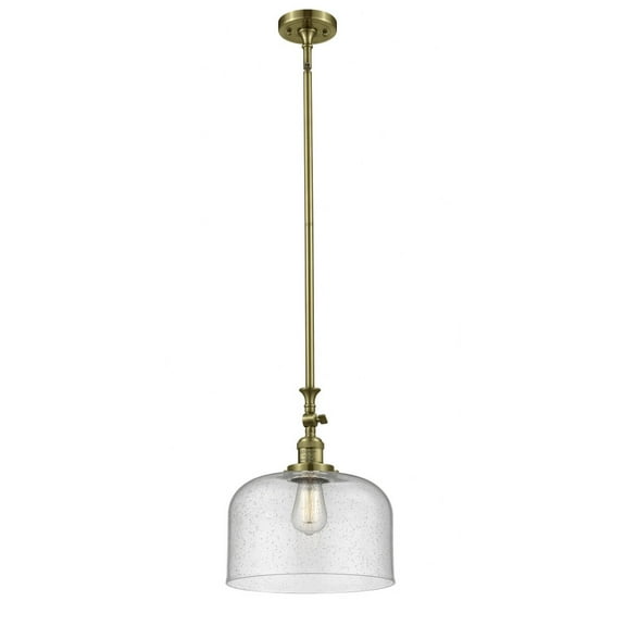 206-AB-G74-L-Innovations Lighting-Bell - 1 Light Stem Hung Mini Pendant In Industrial Style-15 Inches Tall and 12 Inches Wide-Antique Brass