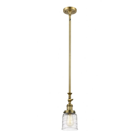 206-BB-G513 Innovations Lighting Bell - 1 Light Stem Hung Tiltable Mini Pendant In Industrial Style-14 Inches Tall and 5 Inches Wide-Brushed Brass