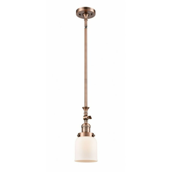 206-AC-G51 Innovations Lighting Bell - 1 Light Stem Hung Tiltable Mini Pendant In Industrial Style-14 Inches Tall and 5 Inches Wide-Antique Copper