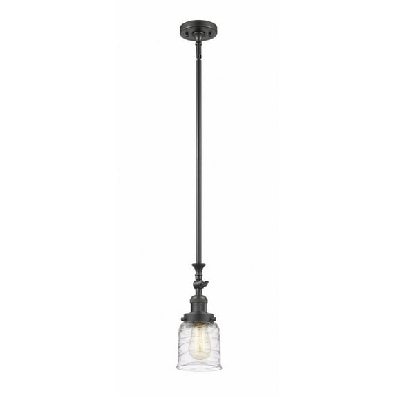 206-OB-G513-Innovations Lighting-Bell - 1 Light Stem Hung Tiltable Mini Pendant In Industrial Style-14 Inches Tall and 5 Inches Wide-Oil Rubbed Bronze