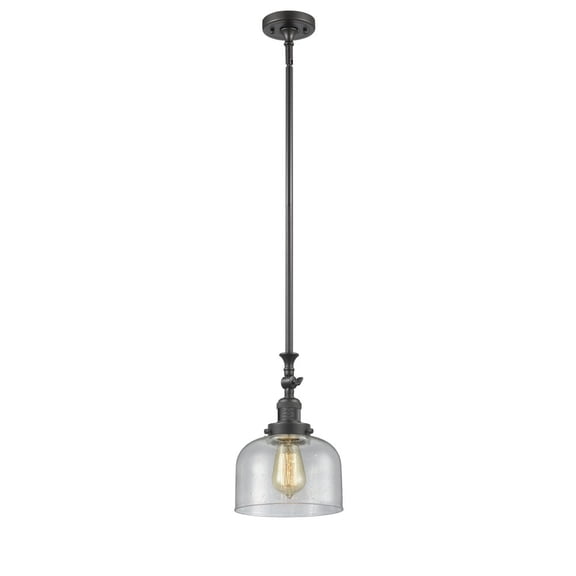 206-OB-G74-Innovations Lighting-Bell - 1 Light Stem Hung Tiltable Mini Pendant In Industrial Style-14 Inches Tall and 8 Inches Wide-Oil Rubbed Bronze