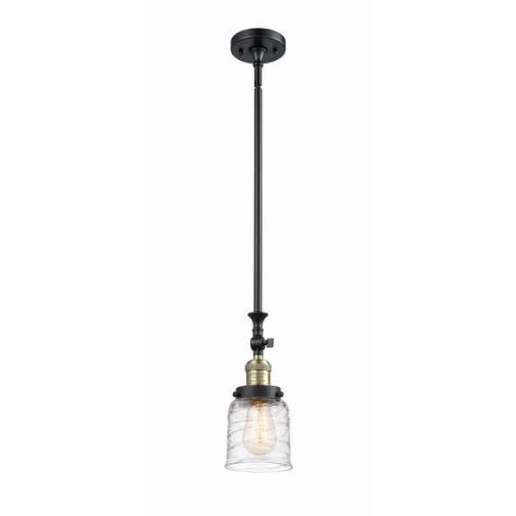 206-BAB-G513 Innovations Lighting Bell - 1 Light Stem Hung Tiltable Mini Pendant In Industrial Style-14 Inches Tall and 5 Inches Wide-Black Antique
