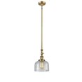 thumbnail image 1 of 206-BB-G74 Innovations Lighting Bell - 1 Light Stem Hung Tiltable Mini Pendant In Industrial Style-14 Inches Tall and 8 Inches Wide-Brushed Brass, 1 of 7
