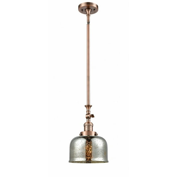 206-AC-G78 Innovations Lighting Bell - 1 Light Stem Hung Tiltable Mini Pendant In Industrial Style-14 Inches Tall and 8 Inches Wide-Antique Copper