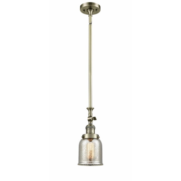 206-AB-G58 Innovations Lighting Bell - 1 Light Stem Hung Tiltable Mini Pendant In Industrial Style-14 Inches Tall and 5 Inches Wide-Antique Brass