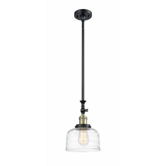 206-BAB-G713 Innovations Lighting Bell - 1 Light Stem Hung Tiltable Mini Pendant In Industrial Style-14 Inches Tall and 8 Inches Wide-Black Antique