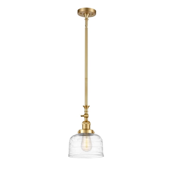 206-SG-G713 Innovations Lighting Bell - 1 Light Stem Hung Tiltable Mini Pendant In Industrial Style-14 Inches Tall and 8 Inches Wide-Satin Gold