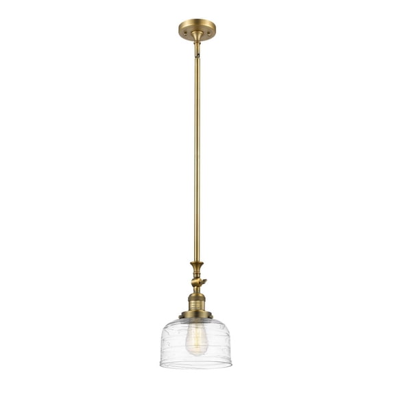 206-BB-G713 Innovations Lighting Bell - 1 Light Stem Hung Tiltable Mini Pendant In Industrial Style-14 Inches Tall and 8 Inches Wide-Brushed Brass