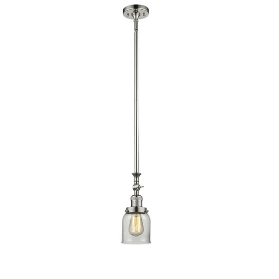 206-PN-G52 Innovations Lighting Bell - 1 Light Stem Hung Tiltable Mini Pendant In Industrial Style-14 Inches Tall and 5 Inches Wide-Polished Nickel