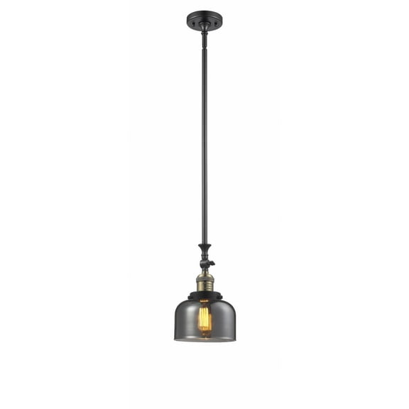 206-BAB-G73 Innovations Lighting Bell - 1 Light Stem Hung Tiltable Mini Pendant In Industrial Style-14 Inches Tall and 8 Inches Wide-Black Antique