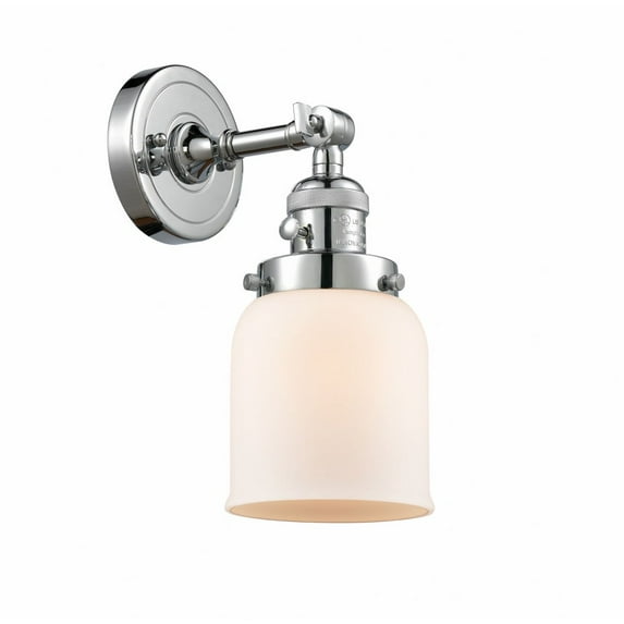 203SW-PC-G51 Innovations Lighting Bell - 1 Light Wall Sconce In Industrial Style-10 Inches Tall and 5 Inches Wide-Polished Chrome Finish-Matte White
