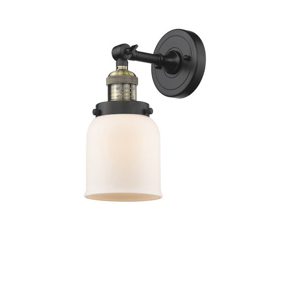 203-BAB-G51 Innovations Lighting Bell - 1 Light Wall Sconce In Industrial Style-10 Inches Tall and 5 Inches Wide-Black Antique Brass Finish-Matte