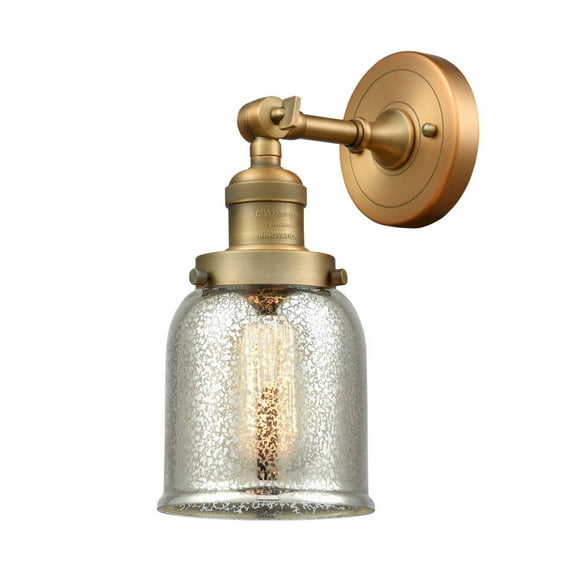 203-BB-G58 Innovations Lighting Bell - 1 Light Wall Sconce In Industrial Style-10 Inches Tall and 5 Inches Wide-Brushed Brass Finish-Silver Plated