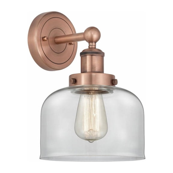 616-1W-AC-G72 Innovations Lighting Bell - 1 Light Wall Sconce In Industrial Style-10 Inches Tall and 6.5 Inches Wide-Antique Copper Finish-Clear Glass
