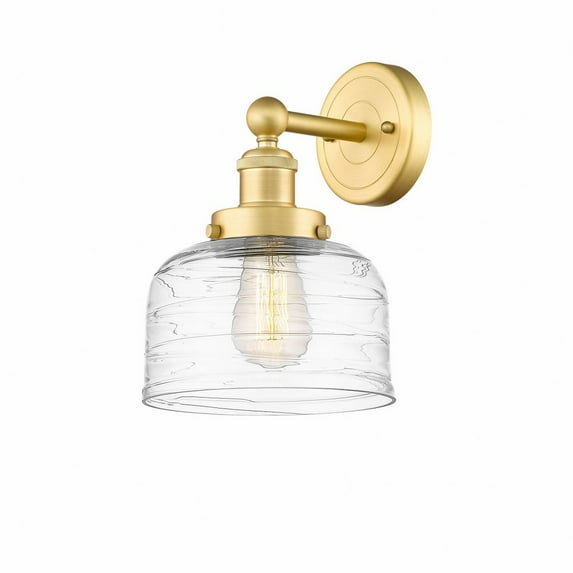 616-1W-SG-G713 Innovations Lighting Bell - 1 Light Wall Sconce In Industrial Style-10 Inches Tall and 6.5 Inches Wide-Satin Gold Finish-Clear Deco