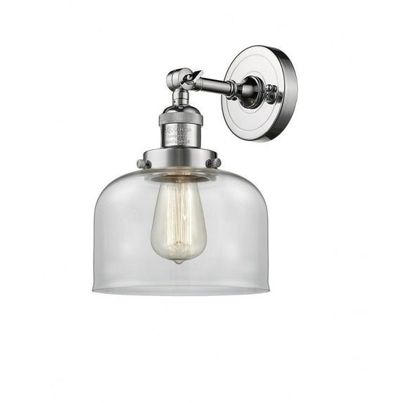 203-PC-G72 Innovations Lighting Bell - 1 Light Wall Sconce In Industrial Style-12 Inches Tall and 8 Inches Wide-Polished Chrome Finish-Clear Glass